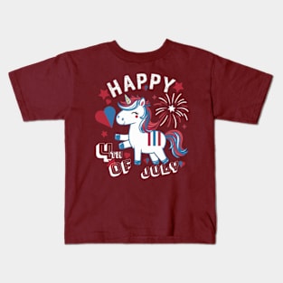 Happy 4th of July With Funny Unicorn Kids T-Shirt